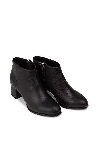 Deery Women's Genuine Leather Black Zippered Boots