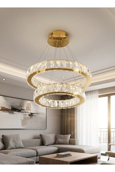 GN GEN AYDINLATMA Plaket Kristal Taş Işlemeli Gold Paslanmaz Ledli 30-40 cm