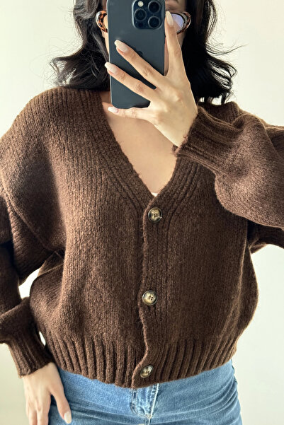 Eka Women's Brown V-Neck Cardigan 2432
