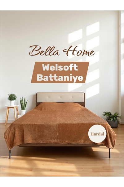 Bella Home Wellsoft Soft Blanket Solid Color Double Size Mustard