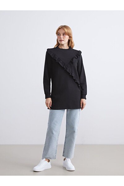 LC Waikiki Lcw Eco Crew Neck Ruffled Women's Sweatshirt Tunic