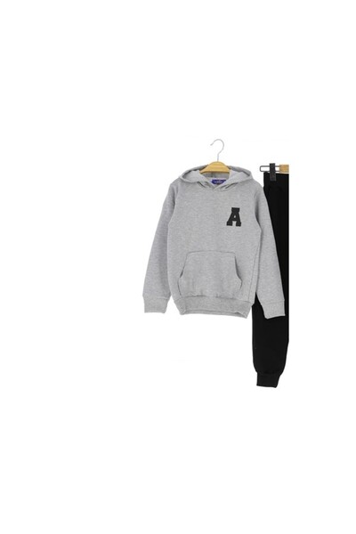 Atabay Kids Atabay 280-10-25 Men's Tracksuit Set with Hood, Pockets, Printed, Zippered, 2 Straps, Age 3/7