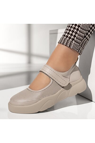 BMoD Pantofi casual bej pentru femei cu perforații MOD13378