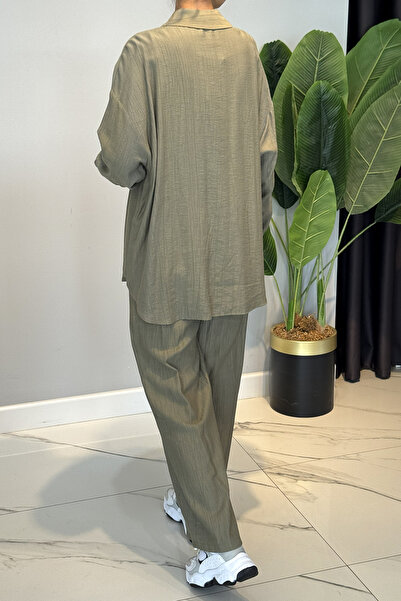 Lale Butik Embroidery and Processing Detailed Suit 34839 Khaki