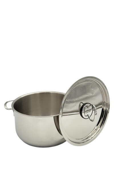B&D PRADEEP COOK POT PLAIN WITH LID 18/10 STAINLESS STEEL 16X8.5CM