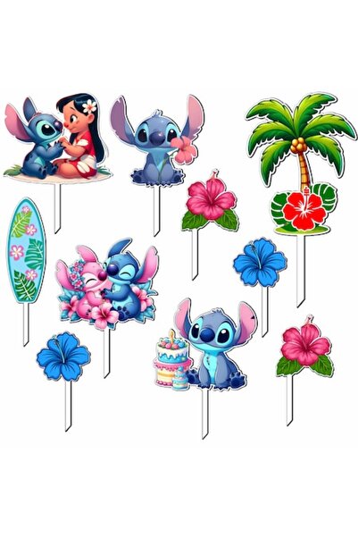 OEM Set Toppere Tort Stitch – 10 bucati, Lemn/MDF cu Print UV Colorat, Rezist...