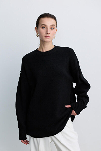 BE BLUE Black Knitwear Sweater with Stitch Detail