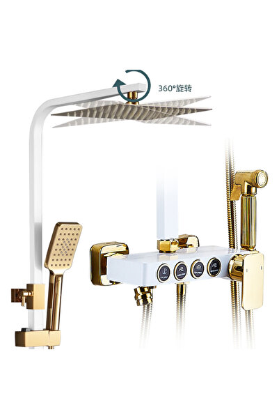 OEM Complete shower column MZ-8006, Shower mixer with individual control, White/Gold
