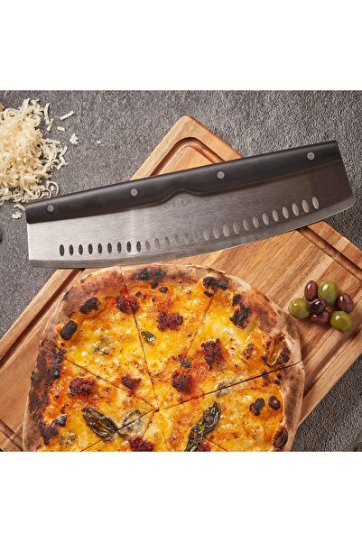 Orient Pizza knife, Carbon Series, 34 cm, stainless steel, Ergo Grip handle, blade protection, Black