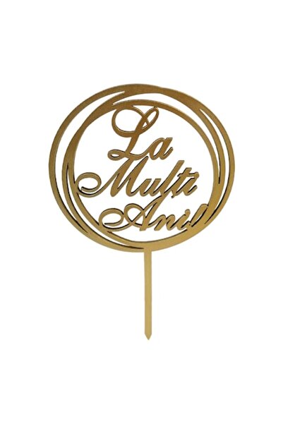 OEM Topper tort La multi ani, Promotional Print, LMA04MDF1, MDF vopsit auriu,...