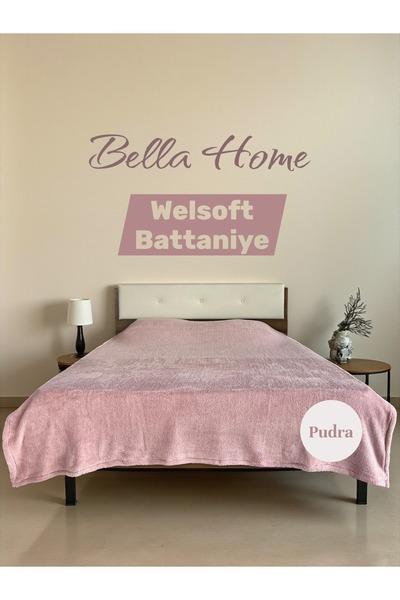 Bella Home Wellsoft Soft Blanket Solid Color Double Size Powder