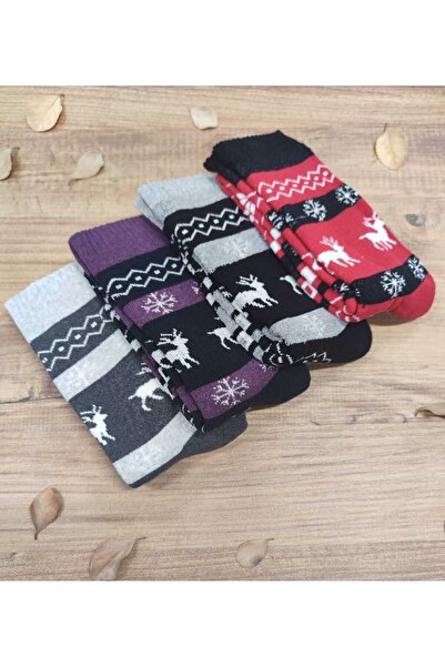 erceys Дамски дебели памучни чорапи с мотив на елен, 4 чифта, меки