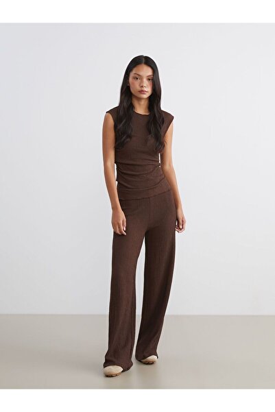 LC Waikiki XSIDE Beli Lastikli Dokulu Geniş Paça Kadın Pantolon