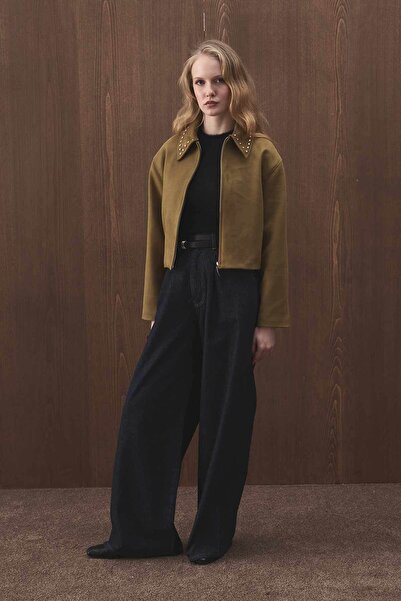 Hooopstore Premium κοντό σουέτ μπουφάν χακί