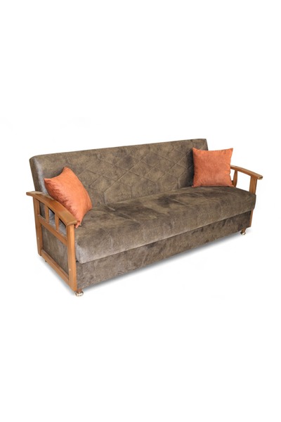 Ege Halı AĞAÇ KOL SANDIKLI YATAKLI 3'LÜ KOLTUK KANEPE