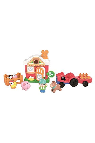 RS Toys Set joaca Ferma Animalelor cu tractor, remorca, figurine animale, 10 piese, sunete si lumini