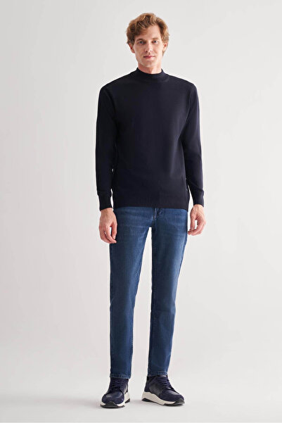 İmza Half Turtleneck Comfort Fit Classic Navy Blue Men's Sweater 1012255001