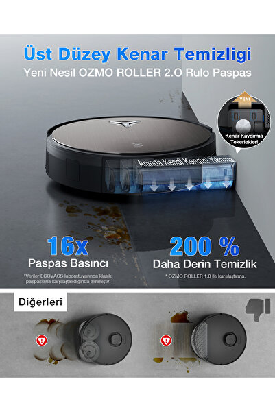 Ecovacs Deebot X11 OmniCyclone Toz Torbasız Robot Süpürge ve Paspas PowerBoost Süper Şarj, 19.500PA