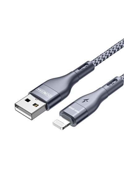 Velox Blind Angle Fast Charging Data/Power Cable, 2m, 2.4A, 12W, 480Mbps, Metal Gray