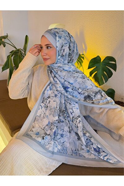 Mira İpek Desenli Pamuk Soft Şal Vera Serisi Bebek Mavi ps145