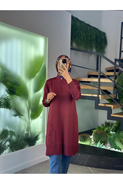 Armine Trend Floral Detailed Mercerized Tunic 25Ytd4111 Burgundy