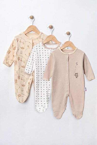 DEFNE LİNA BABY Baby Patterned Seasonal Cotton Newborn 3-6-9 Months 3-Piece Outfit Jumpsuit Set Sleeping Bag