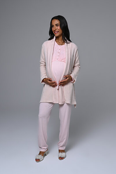 Marilyn Club Thick Morning Gown Maternity-Pregnant Pajama Set 3-Piece Set