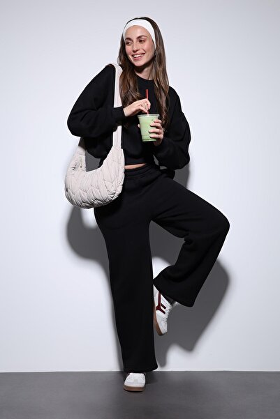 Antioch Black Basic Adjustable Leg Women's Sweatpants