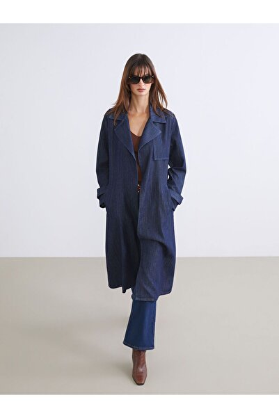 LC Waikiki LCWAIKIKI Classic Ceket Yaka Kadın Jean Trençkot