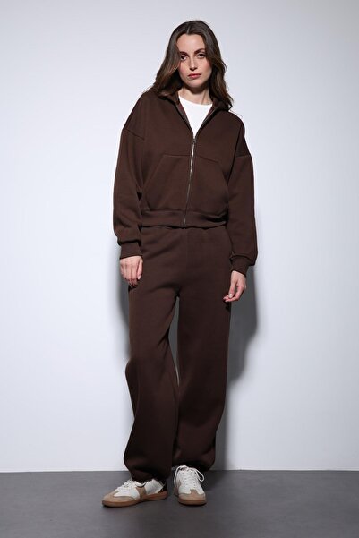 Antioch Brown Zippered Hooded Women's Sweatshirt