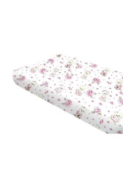 MimiNu Cearceaf cu elastic, MimiNu, Pentru pat 160x80 cm, Bumbac, Pink Ballerina