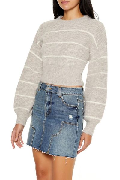 Forever 21 Çizgili Belden Oturtmalı Kazak