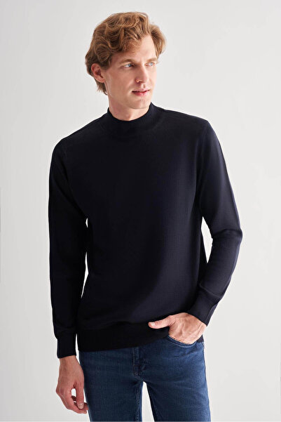 İmza Half Turtleneck Comfort Fit Classic Navy Blue Men's Sweater 1012255001