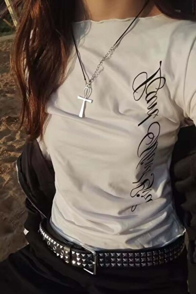 Karakedi Gothic Sırt Baskılı Angel Wing Geniş Yaka Uzun Kollu Body