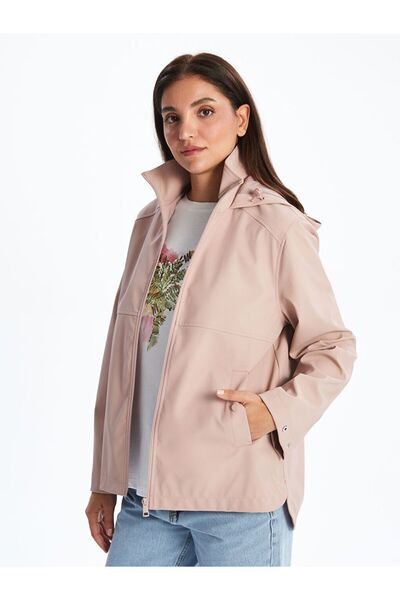 LC Waikiki Lcwaikiki Classic Hooded Leather-Look Women's Raincoat