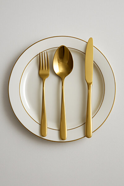 Kılıçlar Butik 18 Parça Çatal Kaşık Seti Gold Titanyum Kaplama