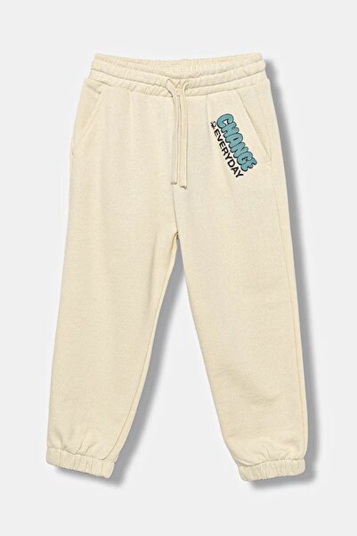 United Colors of Benetton Benetton Patterned-Logo Ecru Sweatpants on the Front
