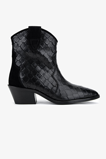 Valmenti Kadın Hakiki Deri Siyah Topuklu Bot