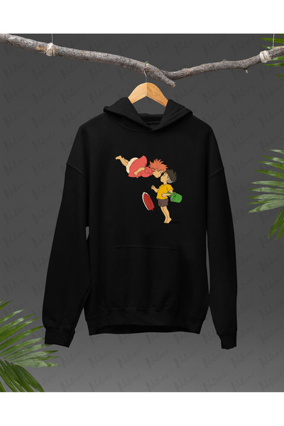 Nulivez هودي كبير الحجم للجنسين مطبوع بتصميم أنيمي ستوديو جيبلي بونيو، عالي الجودة