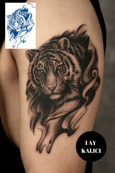 TAKIŞTIR Kaplan Figürlü 12 Saat Sonra Kararan Geçici Orta Dövme Tattoo