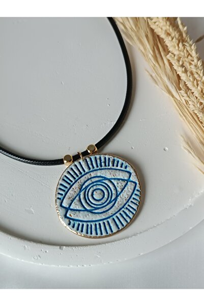 La fee aksesuar Women's Necklace Evil Eye Pattern Textured Blue White Gold Color