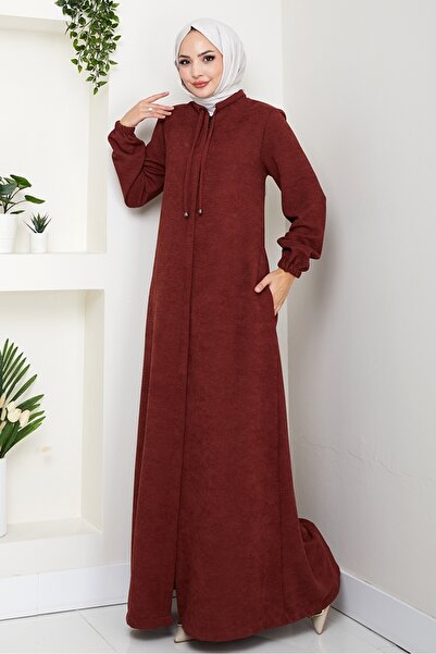 Bestenur Chenille Hidden Zipper Ferace 1628 - Burgundy