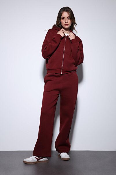 Antioch Burgundy Zippered Hooded Women's Sweatshirt