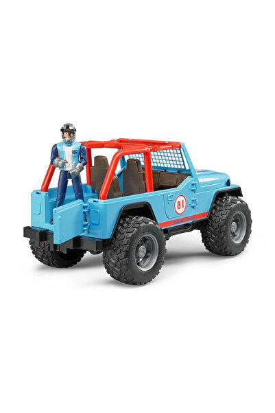 NW NessiWorld Jeep Cross Blue Safari Vehicle and Pilot with Helmet