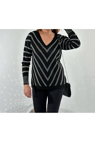 AGORATEKSTİL Pulover cu mânecă lungă cu decolteu în V pentru femei