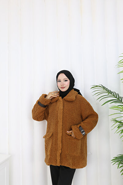 MİSS M.A.T FASHİON Teddyy Fur Coat with Sleeves and Belt Winter Fur Coat