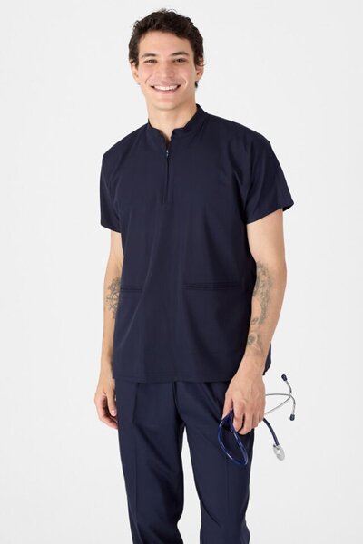 Owlet Medikal ελαστικό ύφασμα Σκούρο μπλε ναυτικό γιακάς Judge Scrubs