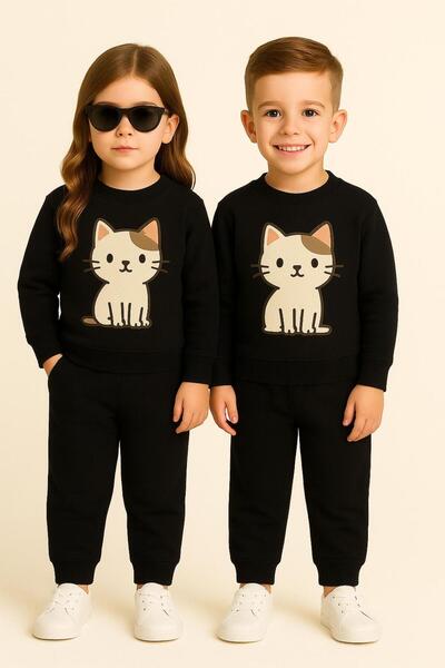 playwear ΜΟΝΟ ΤΕΜΑΧΙΟ Παιδικό Φούτερ με στάμπα γάτας, από ύφασμα 3 κλωστών, β...