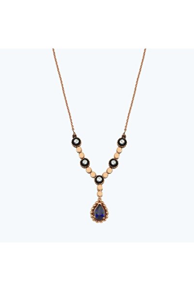 Altınbaş Elmas Safir Damla Kolye