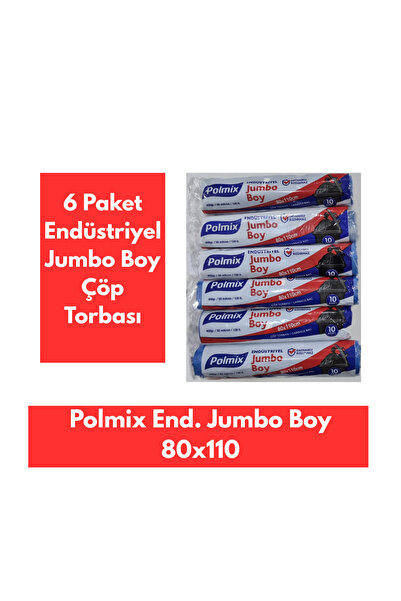 Polmix Endüstriyel Jumbo Boy Çöp Torbası 80x110 6 Paket x 10 adet = 60 adet